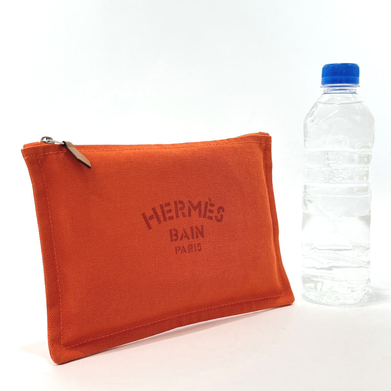 Hermes pouch yachting PM red flat canvas leather HERMES