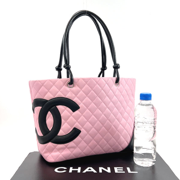 CHANEL Tote Bag Large tote Cambon line lambskin pink pink Women Used