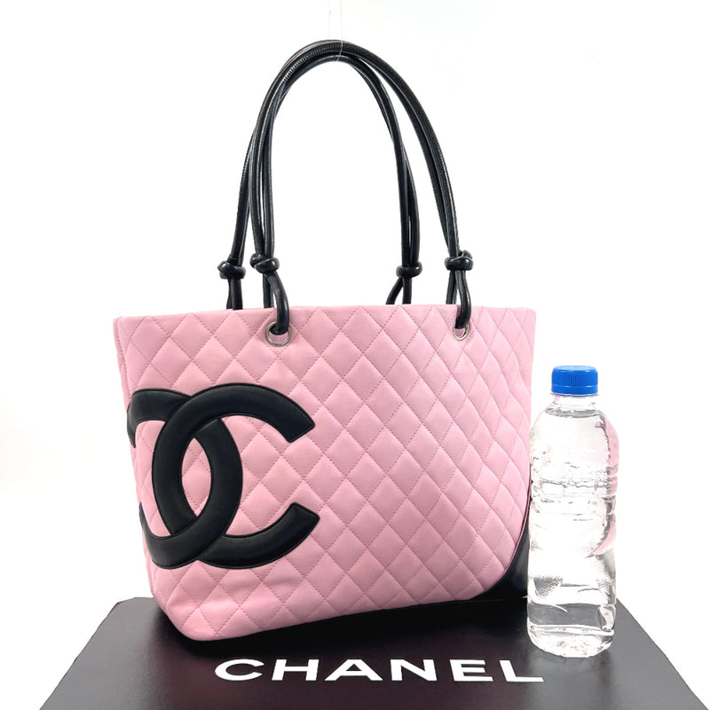 CHANEL Tote Bag Large tote Cambon line lambskin pink pink Women Used –