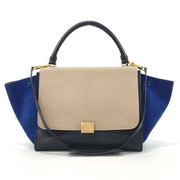 CELINE Handbag S-CU-1103 Trapeze 2way leather/Suede blue blue Women Used