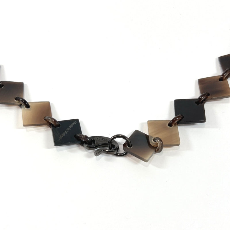 HERMES Necklace Buffalo horn Brown Brown Women Used