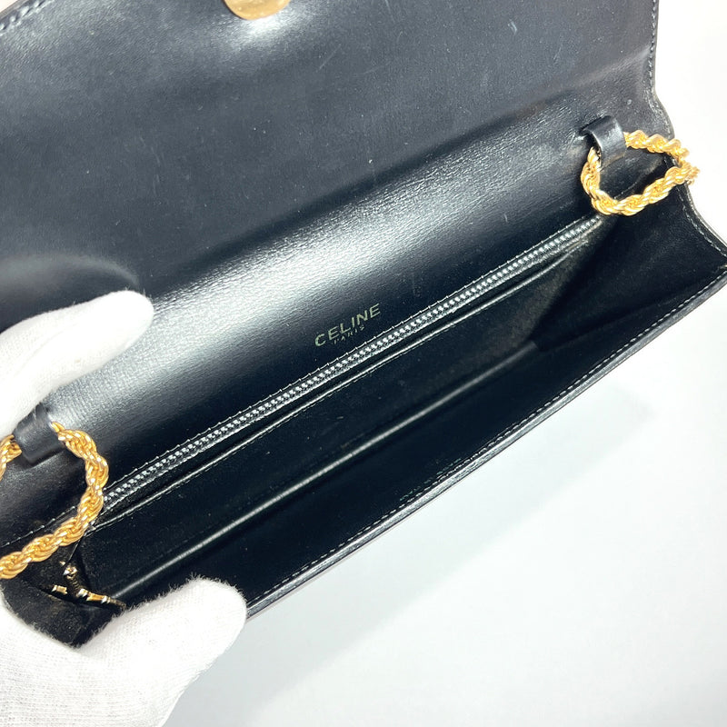 CELINE Shoulder Bag vintage ChainShoulder leather Black Women Used