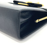Salvatore Ferragamo Shoulder Bag Vara ribbon purse with a clasp Chain bag leather Black Women Used