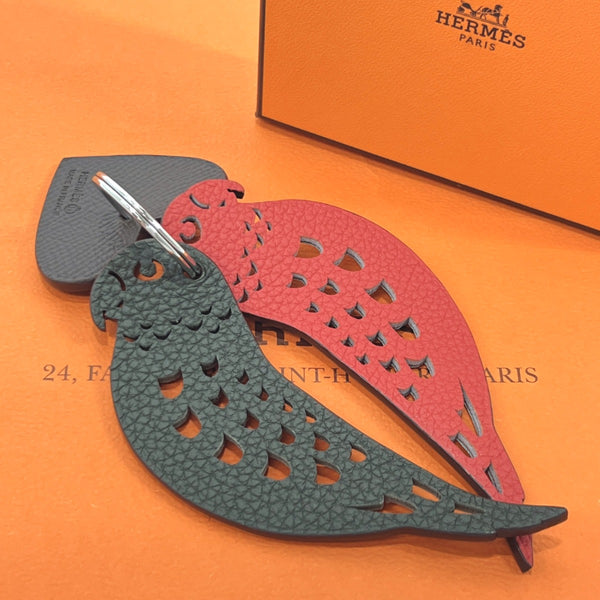 HERMES Other accessories Petit Parakeet / Heart Key ring Taurillon Clemence/Epsom multicolor Women New