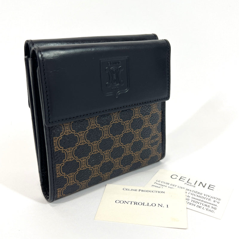 CELINE wallet M/97/2 Macadam vintage PVC/leather Black Women Used