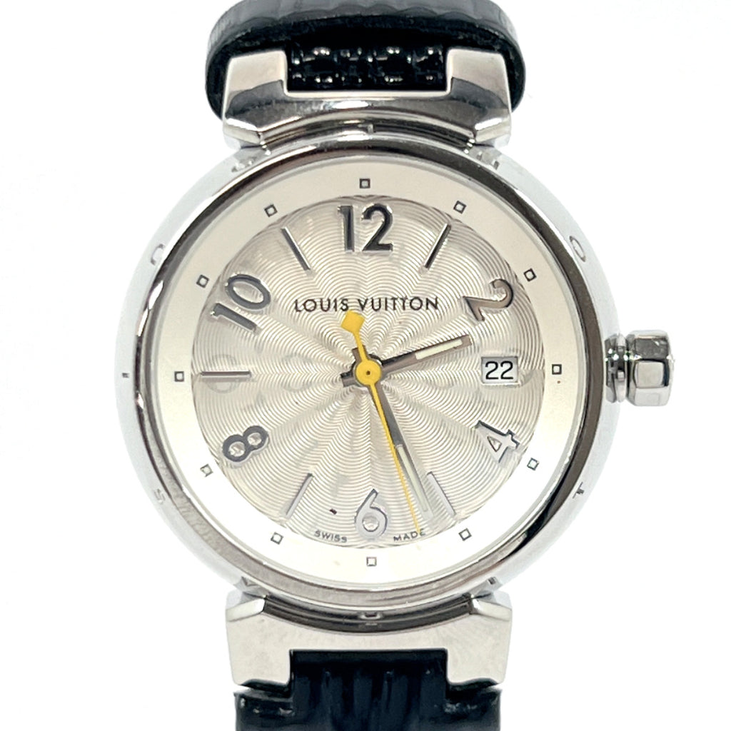 Louis Vuitton Stainless Steel Calfskin 20mm Malletier Quartz Watch Black