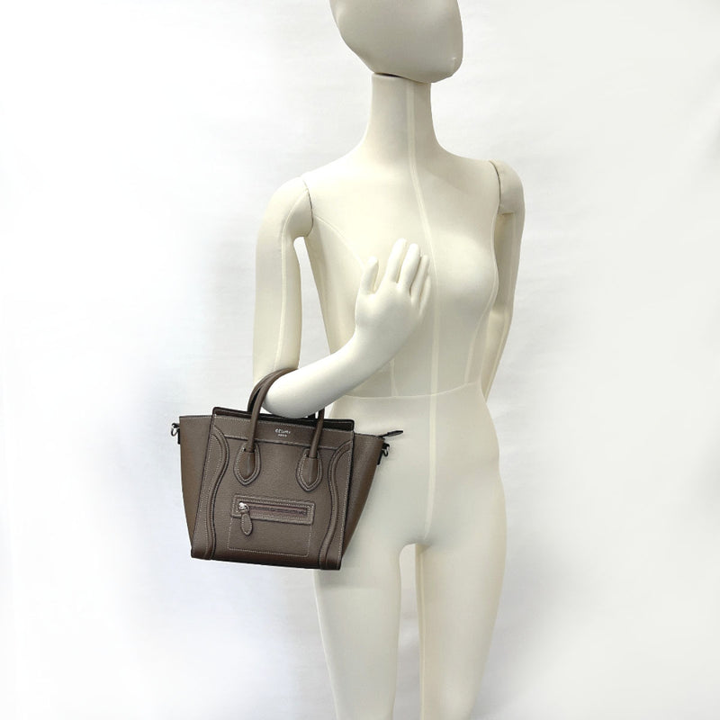 CELINE Handbag Luggage Nano Shopper leather gray gray F-MM-2145 Women Used