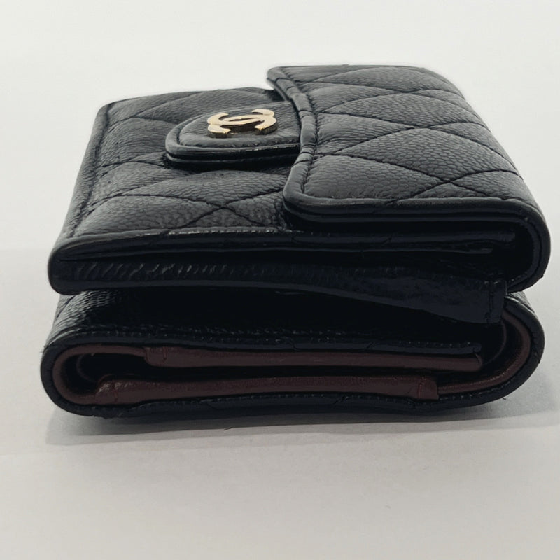 CHANEL Tri-fold wallet AP0230 Matelasse Small flap Matt caviar skin Bl –