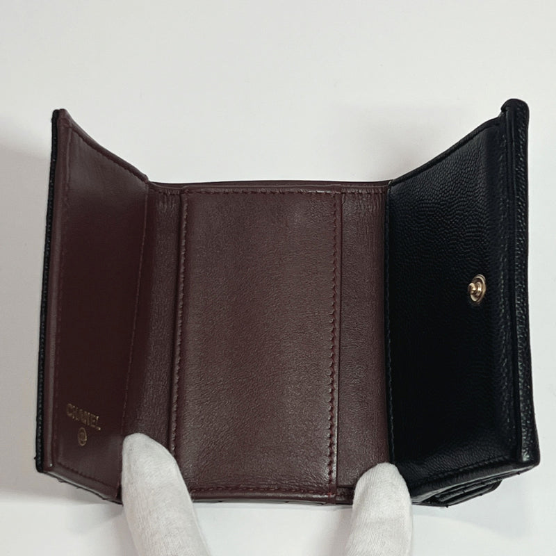 CHANEL Tri-fold wallet AP0230 Matelasse Small flap Matt caviar