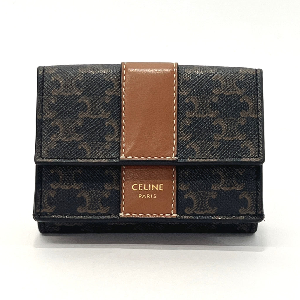 CELINE Tri-fold wallet 10D72 Triomphe Folded PVC/leather Dark