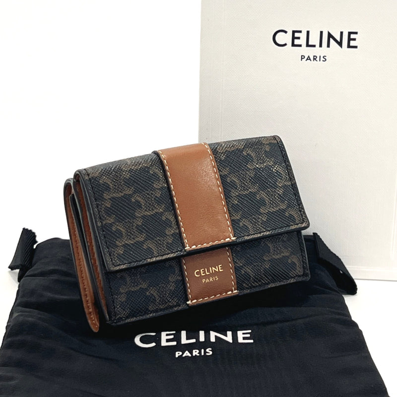 CELINE Triomphe Small trifold Compact wallet Trifold wallet PVC/Leather  Brown