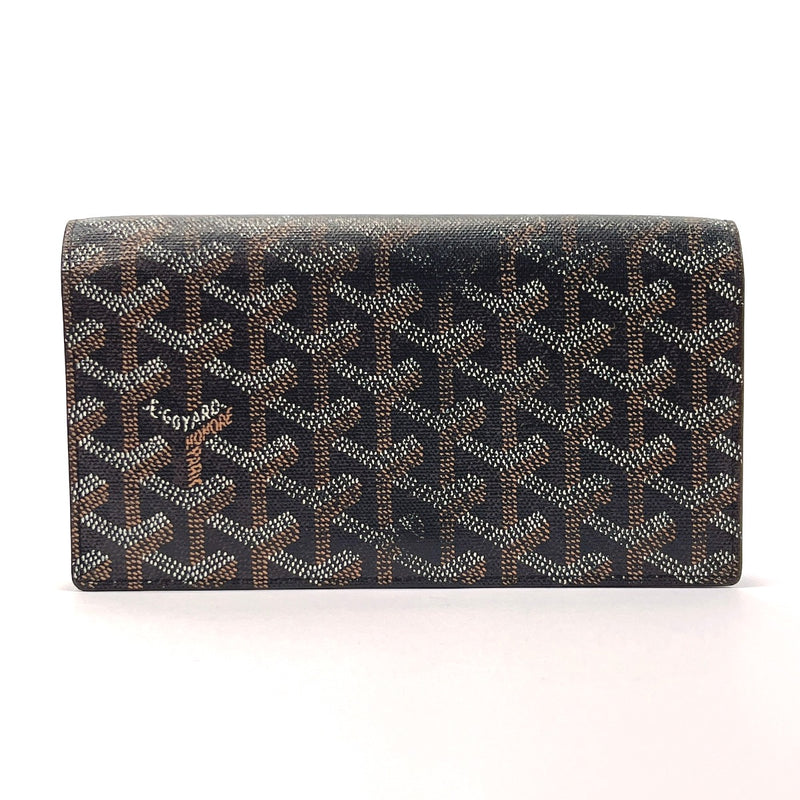 Goyard Long Wallet Round Zipper Herringbone Black Pre-Owned Japan