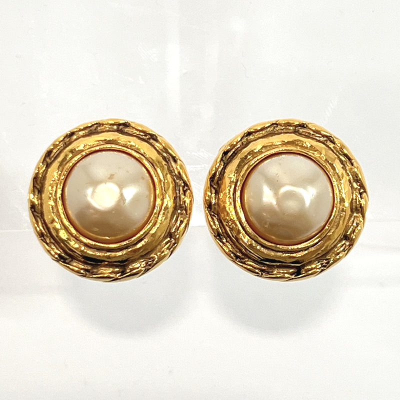 Authenticated Used Chanel CHANEL Earrings Metal/Fake Pearl Gold/White Ladies
