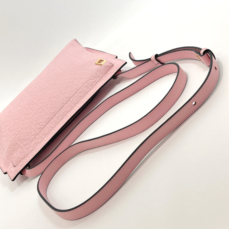 LOEWE Shoulder Bag Repeat anagram T mini pouch leather pink Women Used
