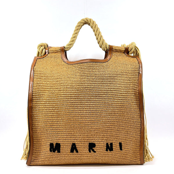 MARNI Tote Bag BMMP0052U0P386000M50 Burlap Vertical shopping bag cotton/Nylon Brown Brown Women Used
