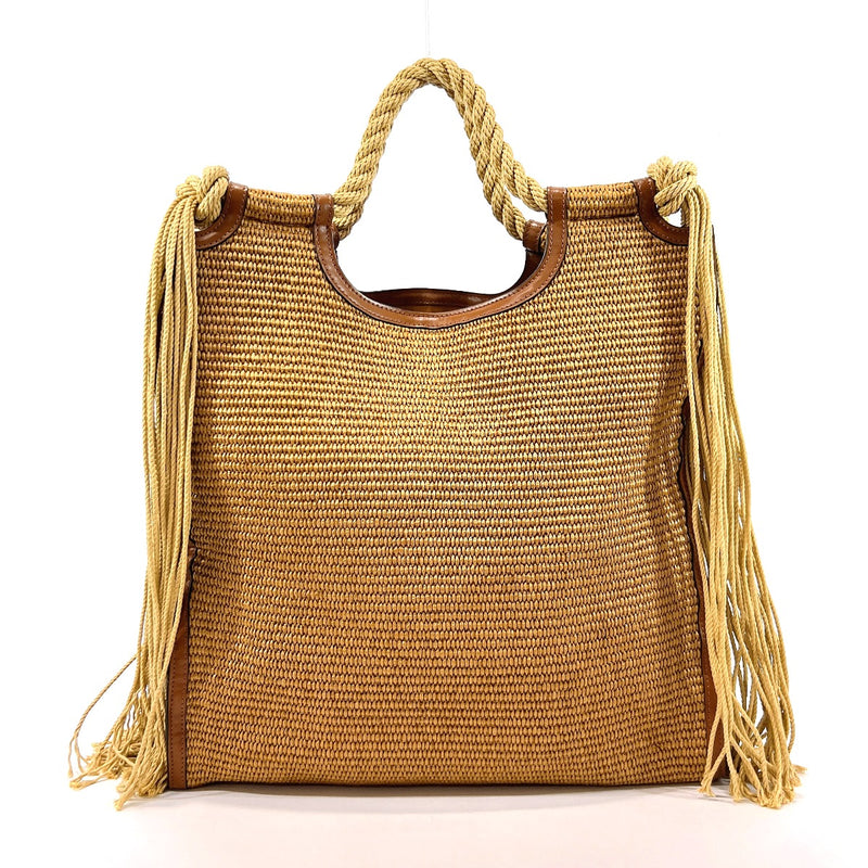 South Beach metallic handle straw tote bag in gold