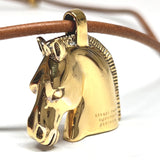 HERMES Necklace BIJOUTERIE FANTAISIE HERMES Hose motif metal/leather gold Women Used