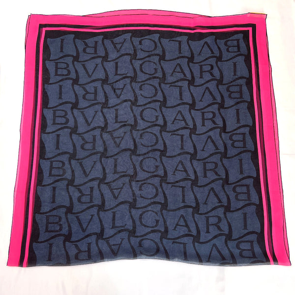 BVLGARI scarf Large format scarf logo silk Black Black Women Used