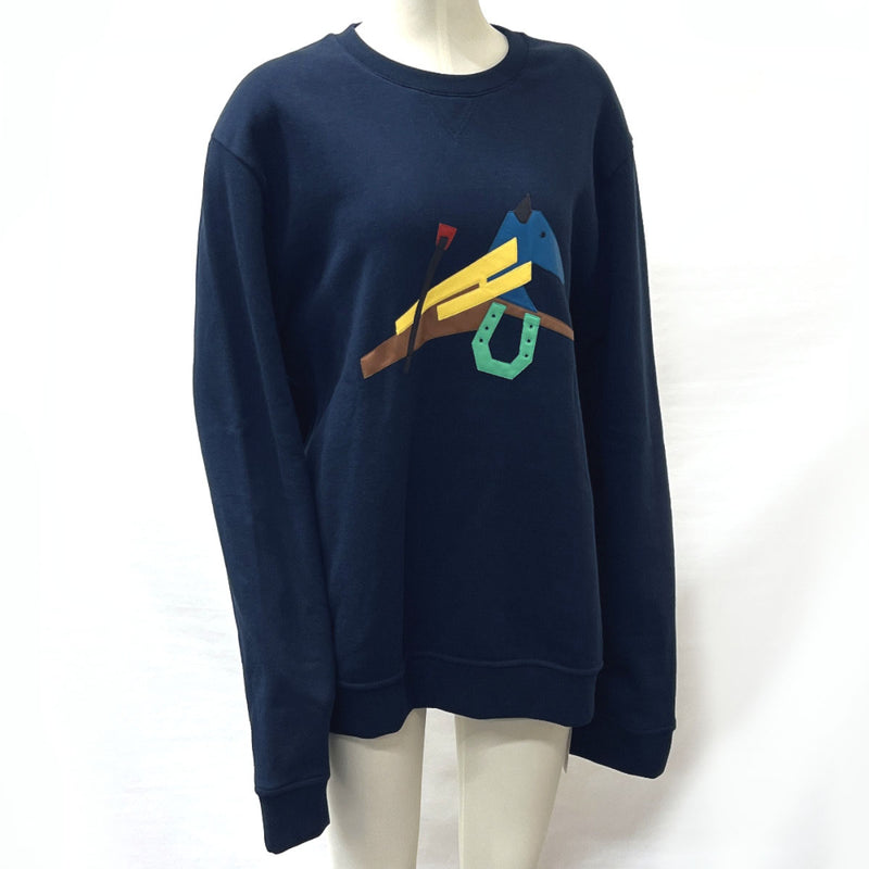HERMES sweat puzzle riding cotton Navy mens New