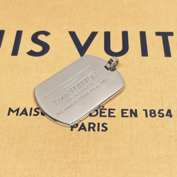 LOUIS VUITTON Pendant top Pandantif Champs Elysées GM Only one tag plate metal Silver unisex Used