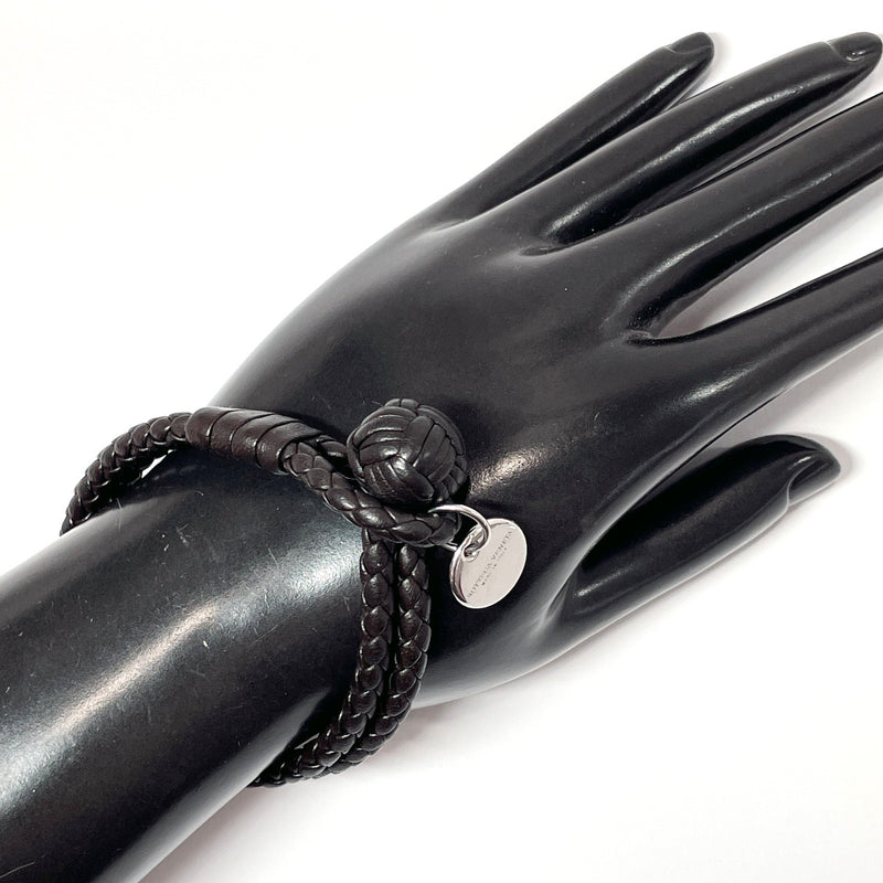 BOTTEGAVENETA bracelet Intrecciato leather Dark brown mens Used