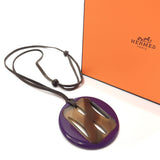 HERMES Necklace Buffalo horn/lacquer purple purple Women Used