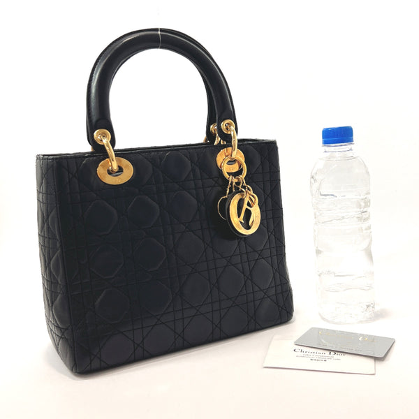Dior Handbag Lady Dior leather Black Women Used