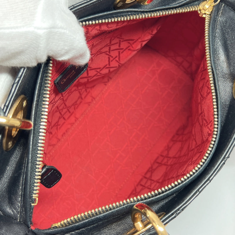 Dior Handbag Lady Dior leather Black Women Used