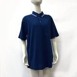 HERMES Polo shirt series stitch cotton blue mens New