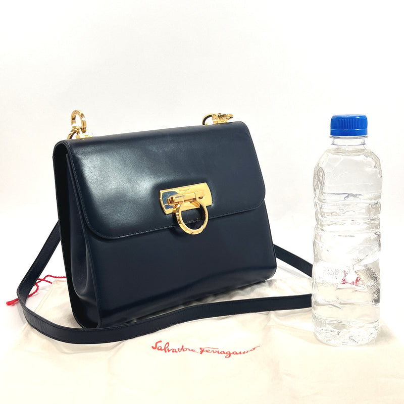 Salvatore Ferragamo Shoulder Bag E21 1067 Gancini leather Navy Women U –
