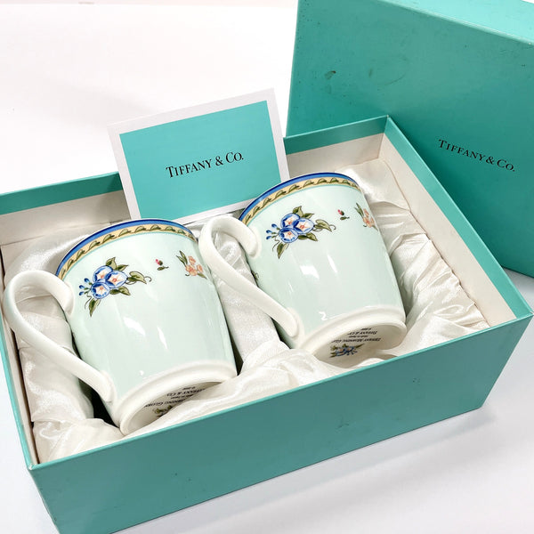 TIFFANY&Co. Mug MORNING GLORY pair Pottery blue unisex Used