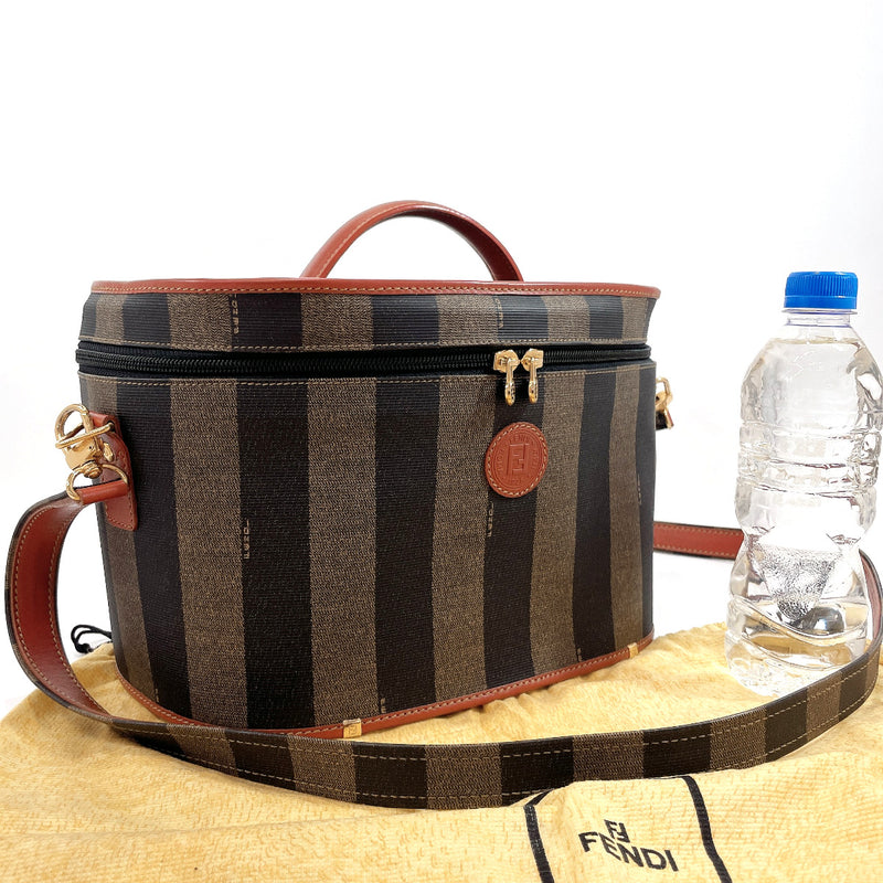 FENDI Handbag pecan vanity 2WAY PVC/leather Brown Women Used