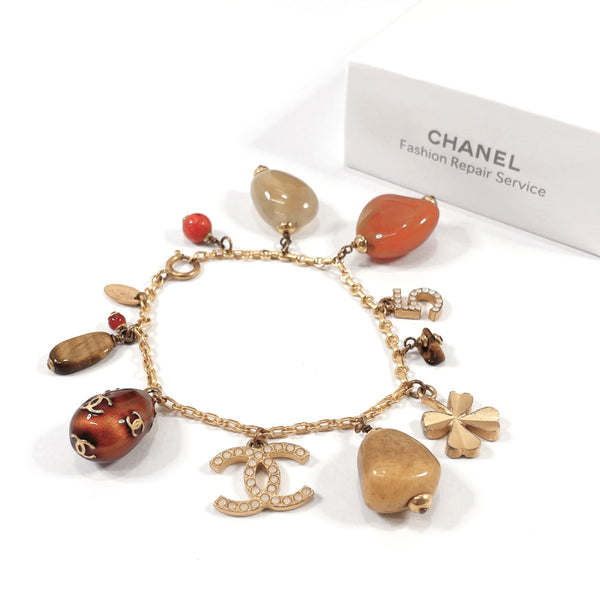 CHANEL bracelet COCO Mark Clover metal/Stone gold gold 01 A Women Used