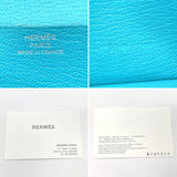 HERMES purse bearn soufflet Shave blue □RCarved seal Women Used