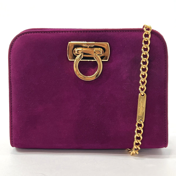 Salvatore Ferragamo Shoulder Bag AQ214734 Gancini ChainShoulder Suede purple Women Used