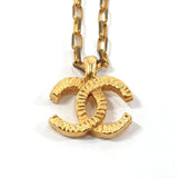 CHANEL Necklace COCO Mark vintage metal gold Women Used