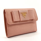 PRADA Tri-fold wallet 1MH840 ribbon Safiano leather pink Women Used
