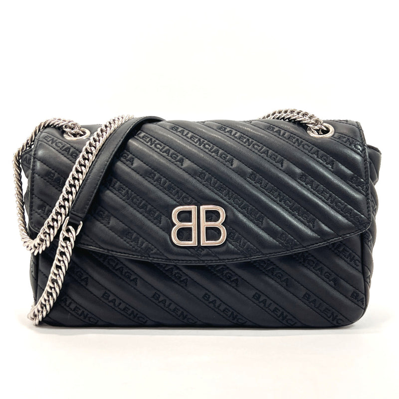Balenciaga Black Fabric BB Chain Round Shoulder Bag Balenciaga
