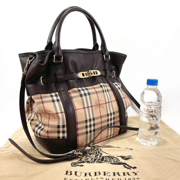 BURBERRY Handbag 2way Burberry check leather/PVC beige beige Women Used