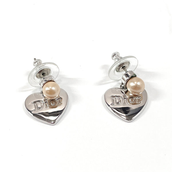 Dior earring Heart logo metal/Fake pearl Silver Women Used