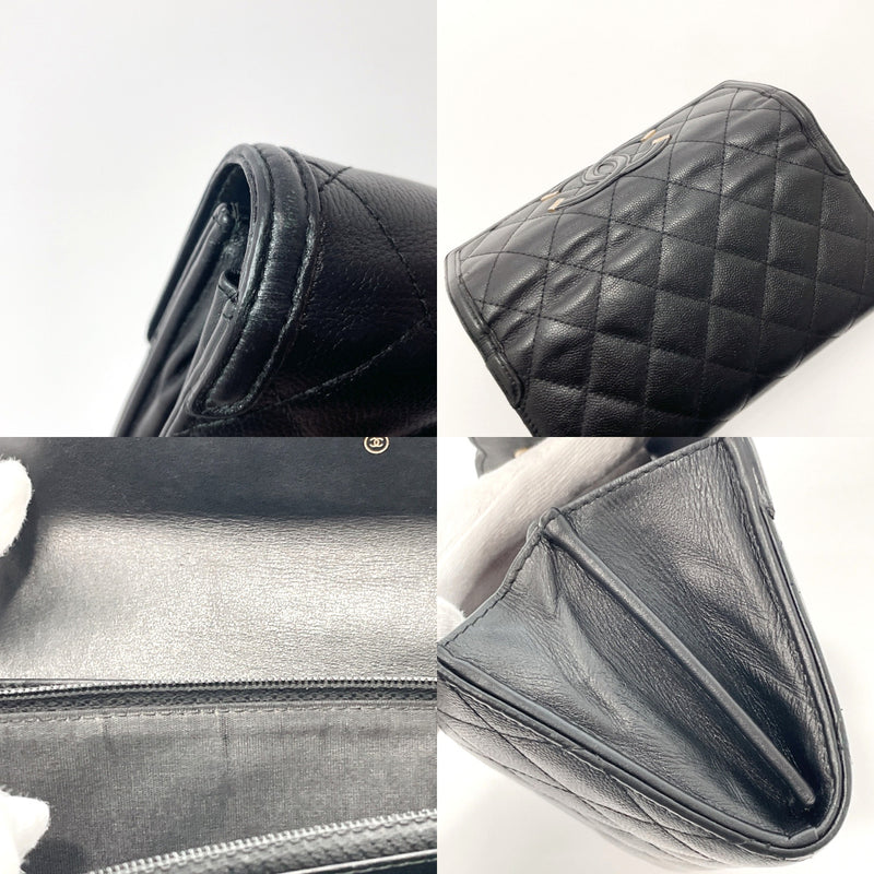 CHANEL purse A84448 Matelasse CC filigree Matt caviar skin/leather