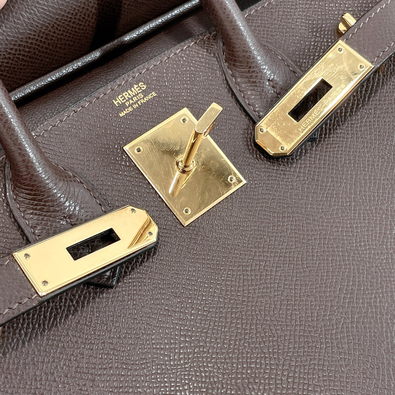 HERMES Handbag HAUT A COURROIES 28 Courchevel Brown □KCarved seal Wome –