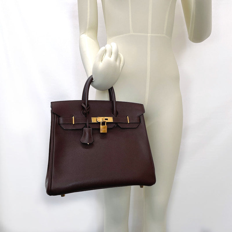 HERMES Handbag HAUT A COURROIES 28 Courchevel Brown □KCarved seal Wome –