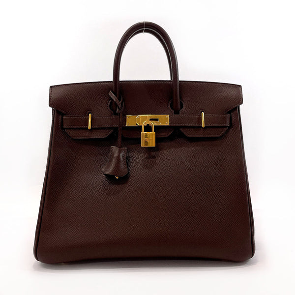 HERMES Handbag HAUT A COURROIES 28 Courchevel Brown □KCarved seal Women Used