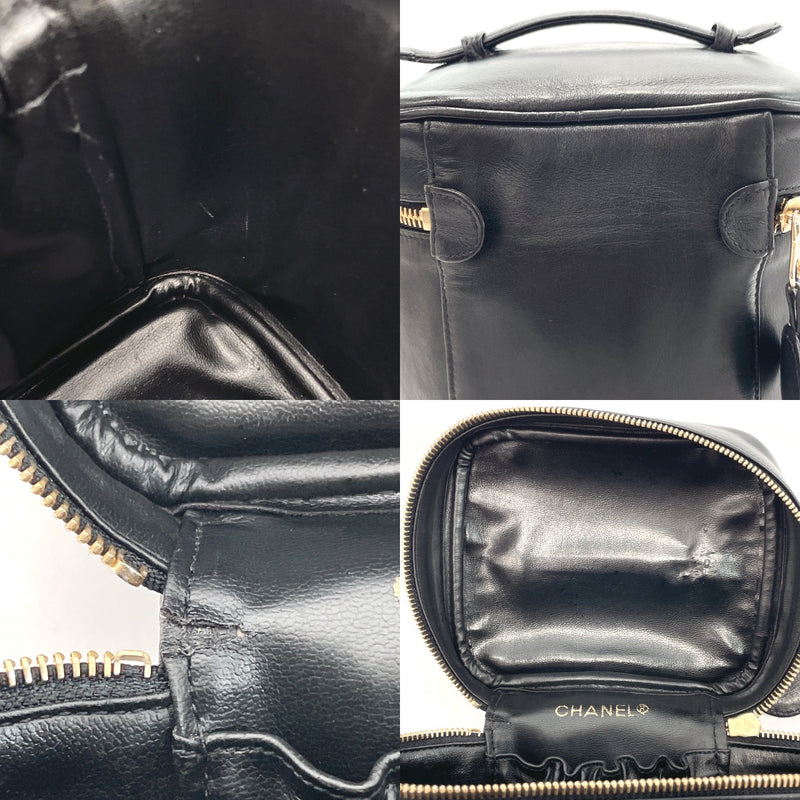 CHANEL Handbag Bicolole vanity bag lambskin Black Women Used
