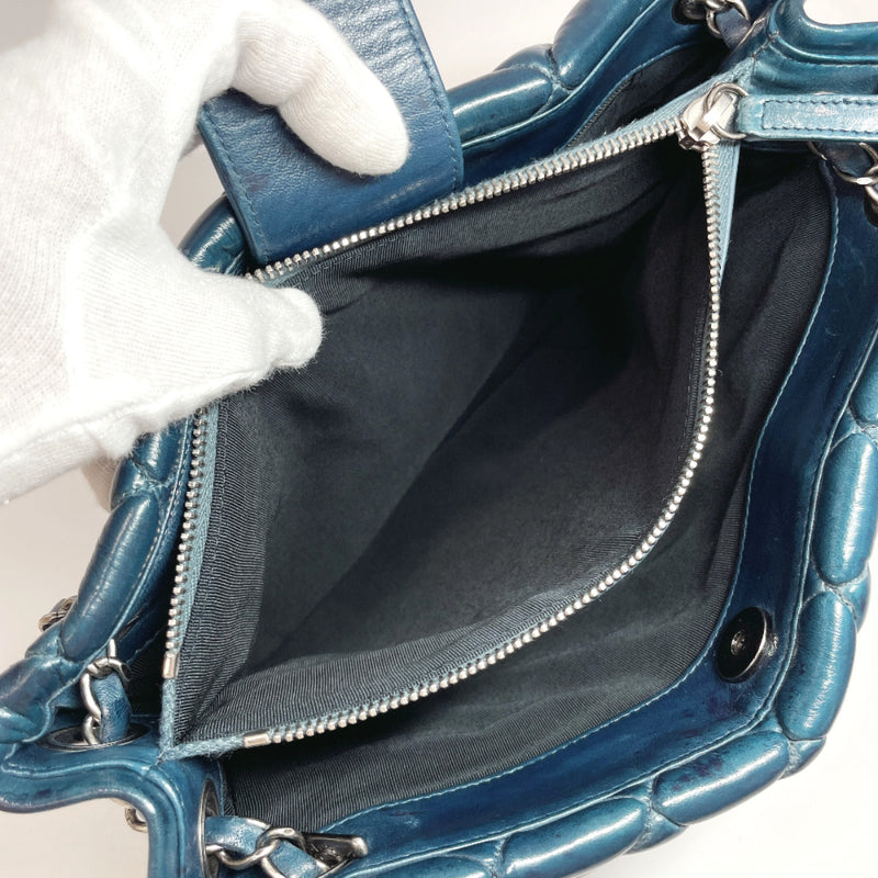 CHANEL Shoulder Bag Matelasse Double Chain Shoulder lambskin blue blue Women Used