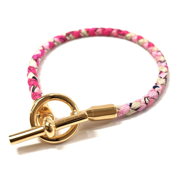 HERMES bracelet Grennan de Bourtour silk/Gold Plated pink Women Used