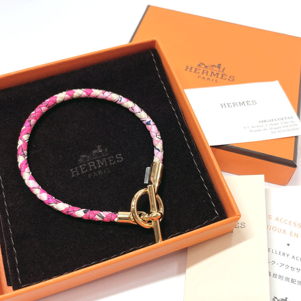 HERMES bracelet Grennan de Bourtour silk/Gold Plated pink Women Used