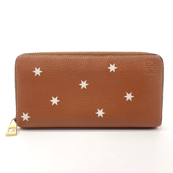 LOEWE purse Star Zip Around leather Brown Women Used