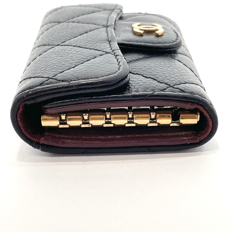 CHANEL Caviar Quilted 6 Key Holder Black 1286684